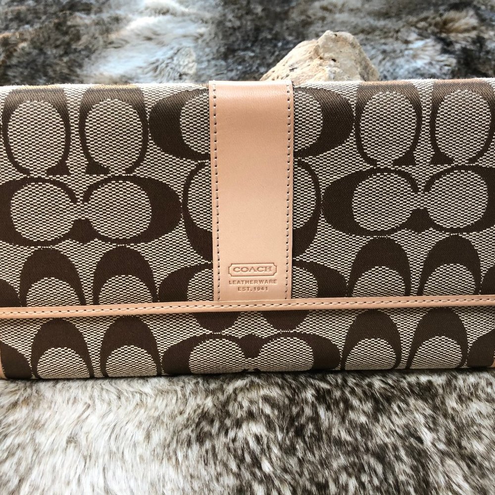 Coach Signature Logo Trifold Wallet